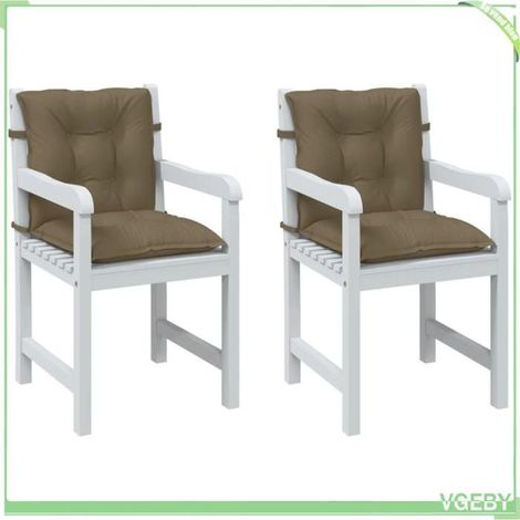 4002403 Coussins de chaise à dossier bas lot de 2 taupe mélangé tissu (1/5)