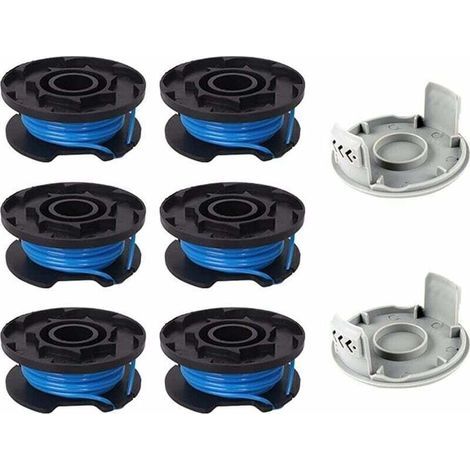8 Pièces Bobine de Rechange pour Débroussailleuse,Compatible Avec Ryobi One + AC14RL3A-18V 24V 40V,Coupe-fil Sans Fil Line 11ft,6 Bobines + 2 Capuchons de Coupe, (1/4)