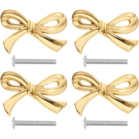 Poignées de porte vintage en laiton doré, motif nœud papillon (1/5)