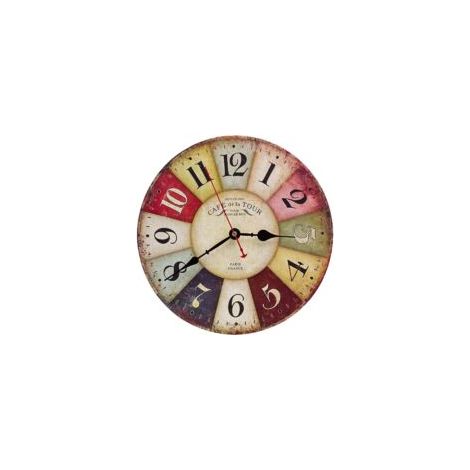 Orologio da parete vintage in legno colorato, con pendolo silenzioso, quadrante rotondo retrò, stile rustico toscano, ideale per soggiorno, camera da letto, ufficio, casa, bar o caffetteria. 30 cm (12