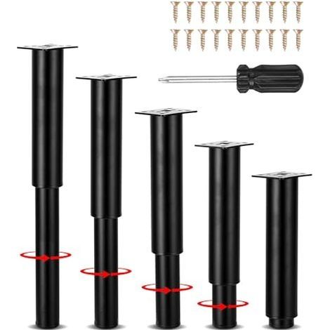 5pcs Universel Pieds de Lit Réglable,Pied Reglable pour 18-34cm avec vis et Tournevis,Pied pour Sommier Liaison Pied de Support de Lit Pieds,Pieds Table Basse,Pieds de pour Canapé (1/5)