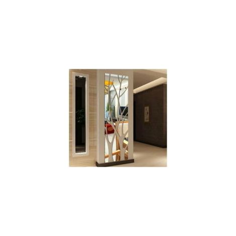 Miroir mural autocollant 3D argent 100x28cm – Acrylique léger – Décoration intérieure pour salon et chambre – Facile à repositionner