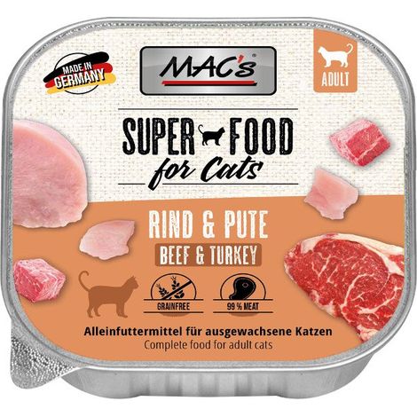 MAC's Cat SUPER ALIMENTO Bandeja de 100 g - Ternera y pavo 100 g