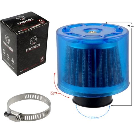 Filtre à air conique bleu, diamètre 32 mm (1/2)