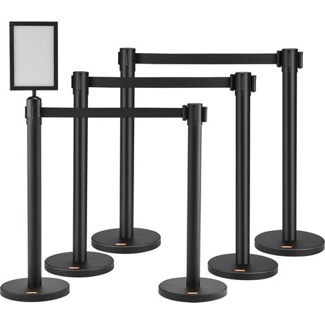 VEVOR Poteau de Guidage 8PCs 93 cm Barriere de Balisage pour Controle de Foules avec 4 Rubans Retractables 200 cm pour Delimitation Separation File deAttente en Public Ecole Theatre Hotel Exposition