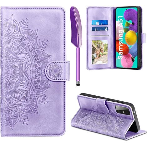 Samsung Galaxy A51 Lederhülle Flip Wallet Case Hellviolett (1/5)