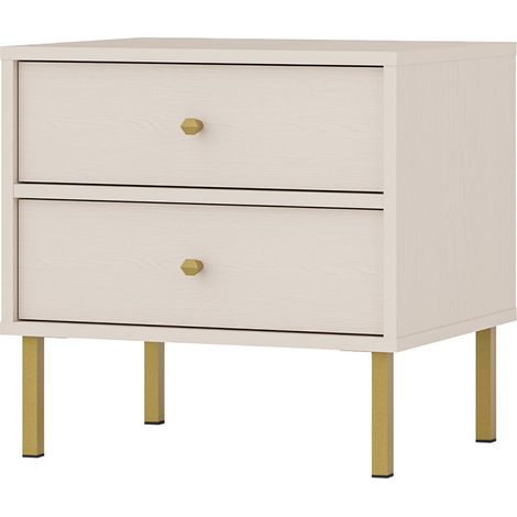Selsey Oktio - Nachttisch mit 2 Schubladen, sandbeige, 52 cm (1/5)