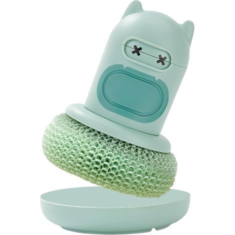 Cepillo dispensador - Cepillo para platos accionado por presión con recarga automática de líquido para fregaderos, baños, ollas, sartenes y utensilios de cocina (1/5)