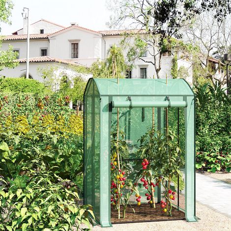 WOLTU Gewächshaus Foliengewächshaus mit Ösen Treibhaus Gartenhaus Tomatengewächshaus Frühbeet überwinterungszelt für Tomaten Reben und andere Kletterpflanzen Pflanzen, 100x83x135/150 cm, Grün