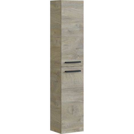 Columna de Baño Suspendida Aruba, Armario de Baño en Melamina, Mueble de Almacenaje para Baño Color Roble Alaska 30x150x25 cm (1/10)