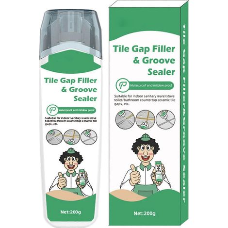 Kit de réparation de joints de carrelage imperméables à base d'eau et de mastic époxy pour carrelage de sol (200 g) - Mastic 100 % étanche et anti-moisissures avec embout de précision (1/5)