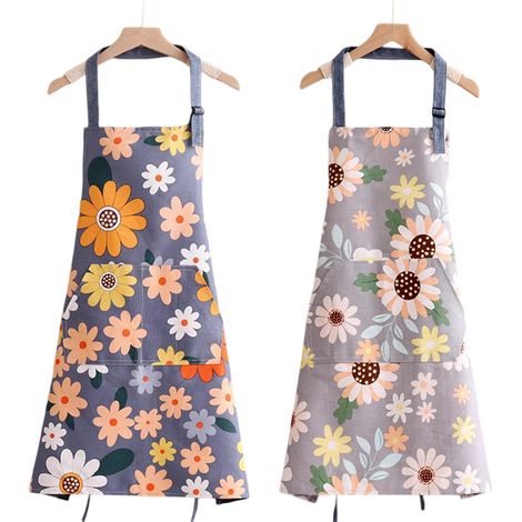 Grembiule da donna con tasche, regolabile e impermeabile, con stampa floreale, ideale per cucinare, fare giardinaggio, preparare i pasti, fare barbecue o cuocere al forno.