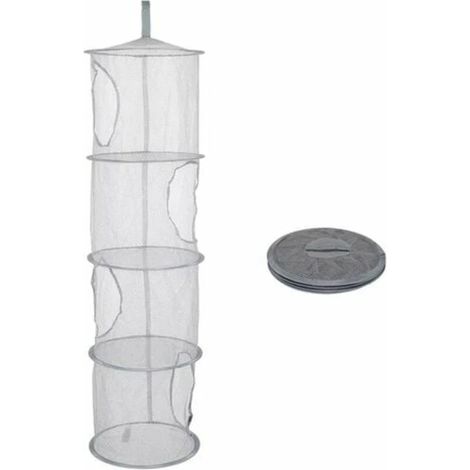Filet de rangement pliable multifonction avec 4 compartiments, organiseur suspendu gris (1/5)