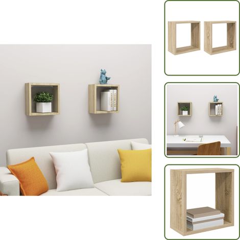 Étagères cube murales 2 pcs chêne sonoma 30x15x30 cm - Etagere Murale - Étagères Cubes - Rangement Mural - Décoration Murale - Meuble Salle À Manger (1/5)