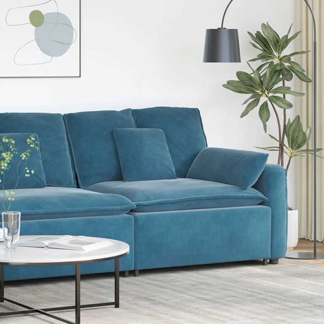 Modulares Sofa Endmodul mit Armlehne Kissen Blau 100 cm vidaXL (1/5)