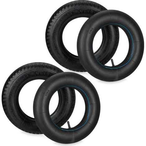 Pneu de brouette avec chambre à air - lot de 2 - 3.50-8" - pneu pneumatique - bande de roulement - jusqu'à 154 kg (1/5)