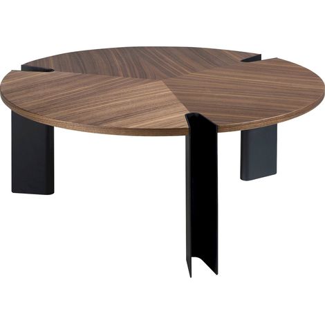 Table basse ronde Angel Cerda en noyer et acier - Noyer noir époxy (1/5)