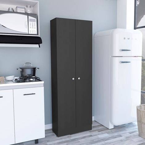 Tuhome Concept – Armoire multifonctionnelle 180,59 cm H x 59,94 cm L x 29,97 cm P – 5 étagères intérieures – Panneaux de particules mélaminés – Couleur noir (1/5)