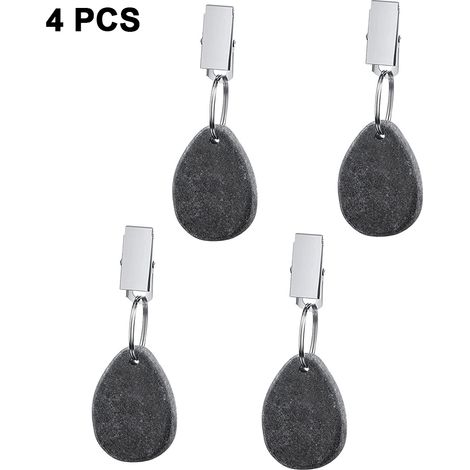 Lot de 4 pinces à nappe avec pendentif en pierre, idéales pour décorer une table lors d'un pique-nique ou d'un dîner en famille en extérieur. (1/5)
