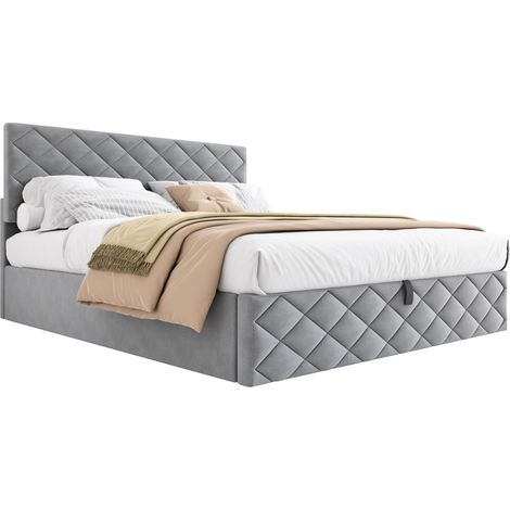 CHICFURN Letto contenitore 140x200 cm grigio, rete a doghe, apertura idraulica, senza materasso (1/5)
