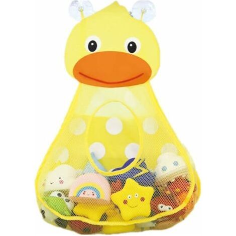 Salle de bains baignoire bébé jeu sac de rangement de jouets bain de filet suspendu à séchage rapide en grille de stockage de jouets (jaune) (1/5)