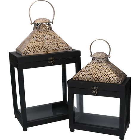 LANTERNA LEGNO NERO 28X18X47 CM