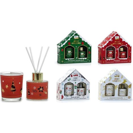 TrAdE Shop Traesio - Set Diffusore Fragranza Per Ambiente Natalizio 40 Ml Con 4 Bastoncini Candela Profumata - (1/3)