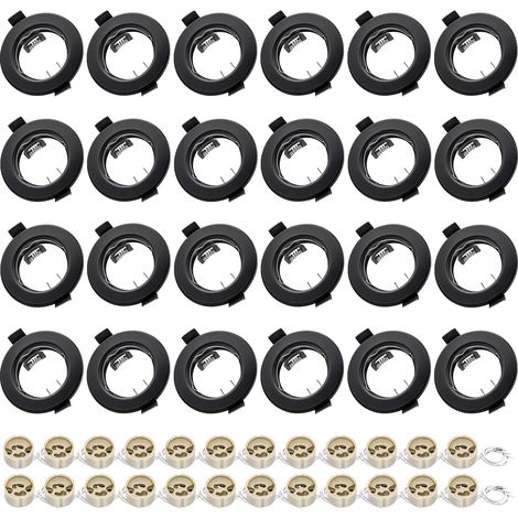 Lot de 24 Support Spot Encastrable GU10 Noir Mat Sans Ampoule (1/5)