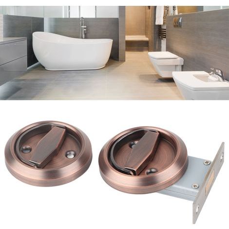 Serratura a doppia faccia per porta con anello in acciaio inox 304 per bagno - Accessori di chiusura (Bronzo Rosso con Serratura) (1/5)