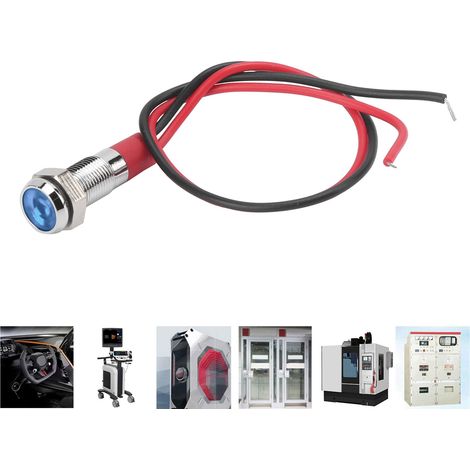Voyant lumineux LED étanche en métal de 6 mm, petit voyant d'alimentation avec fil, bleu. (1/5)