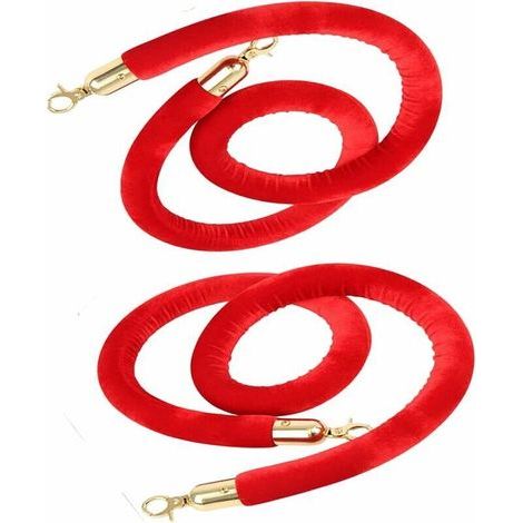 Barrier Rope, 2pcs 1.5m Red Queue Divider Barrier Rope for Crowd Control and Guide Posts (1/5)