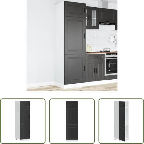 Holzwerkstoff - Küchenschrank Porto Schwarz Holzwerkstoff (1/5)