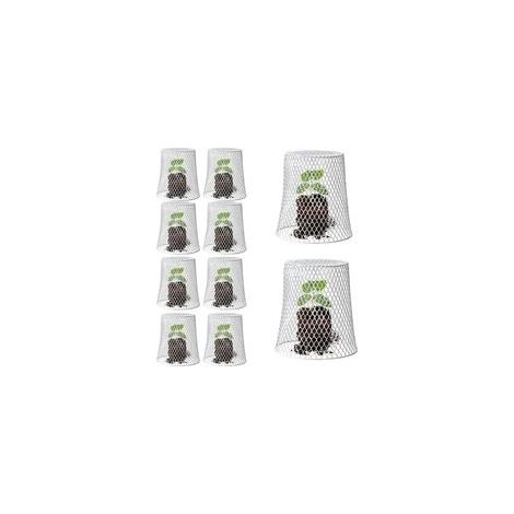 Lot de 10 cloches de protection en métal pour plantes - Pour garder les lapins, poulets, écureuils, oiseaux à l'extérieur (blanc)