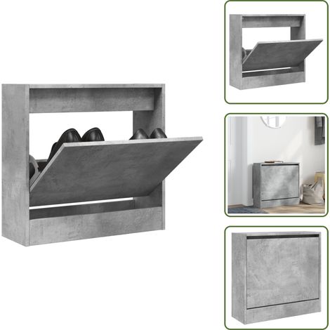 The Living Store Armoire à chaussures gris béton 60x21x57 cm bois d'ingénierie - Meuble Chaussure - Rangements Chaussures - Armoire À Chaussures - Rangement Intérieur - Meuble Entrée
