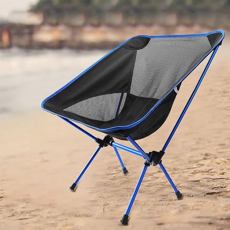 Chaise de camping pliante avec sac de transport, chaise de plage pliante ultra légère, adaptée pour la randonnée en plein air, la pêche, le barbecue, le pique-nique, capacité de charge d'environ 150 k (1/2)
