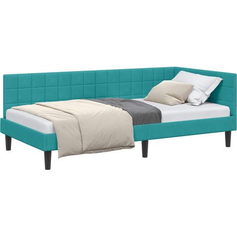 Maison Exclusive - Cornice del letto ad angolo Turchese 90 cm x 190 cm Velluto