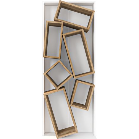 Decorotika Carmen Biblothèque Bookshelf with 6 Asymmetric Shelves Blanc Walnut (1/5)