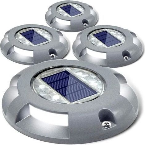 Lampe Solaire Jardin,4pcs 4 LED Étanche IP65 Balise Chemin Pave Solaire Éclairage Bord de Piscine Bassin Encastrable Sol Clôture