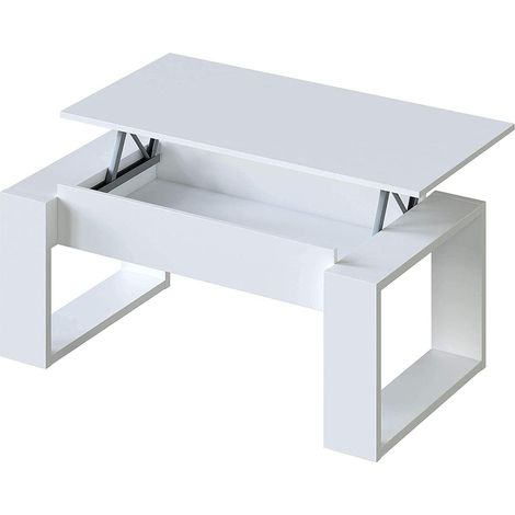 Mesa de centro Caspe elevable blanco Artik, 105cm (Ancho) x 55 cm (Fondo) x 45-54 cm (Alto) (1/4)