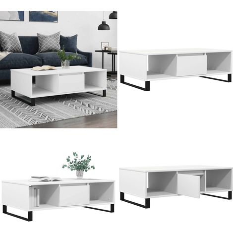 Couchtisch Weiß 104x60x35 cm Holzwerkstoff - Couchtisch - Wohnzimmerschreibtisch - Beistelltisch - Weißer Couchtisch - Holzt Tisch - Home & Living (1/5)