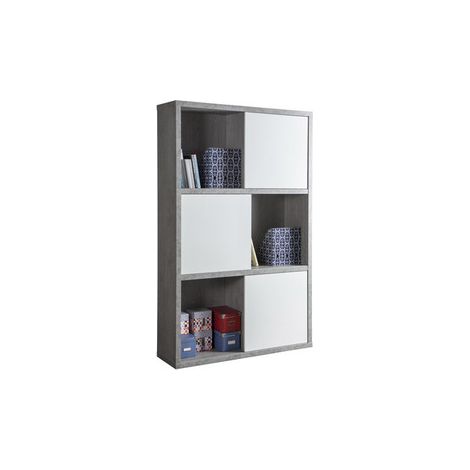 LIBRERIA SCAFFALE ARCHIVIO CON RIPIANI A VISTA SPORTELLI 35,5X120X194,5H CEMENTO (1/3)