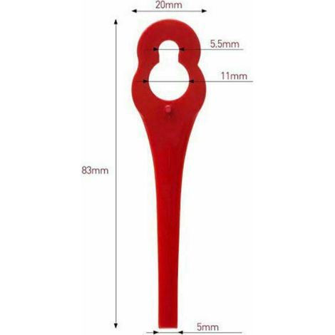 Lot de 100 lames en plastique pour coupe-bordure Compatibles Florabest FRTA 20 A1, FAT 18B3, FRT18A 8.3 cm de diamètre (1/5)