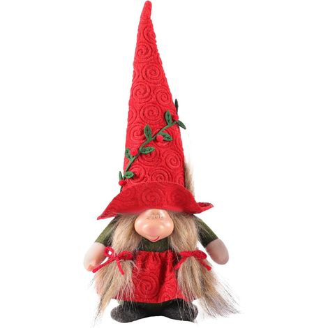 Decorazione natalizia a forma di gnomo per ufficio (1 pezzo) - Elfo dei boschi in stile nordico con cappuccio natalizio - Graziosa decorazione festiva per interni - Da posizionare su un supporto, vici