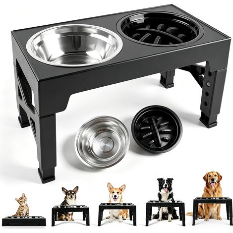 Gamelle surélevée pour chien - Réglable en hauteur sur 5 niveaux (1/5)