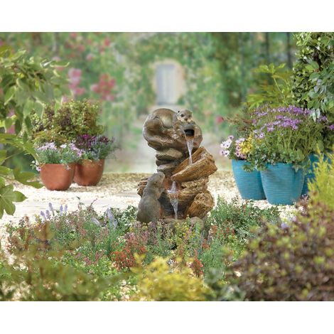 Easy Fountain Otter Pools LED Distinctive Garden Water Feature Stone Effect