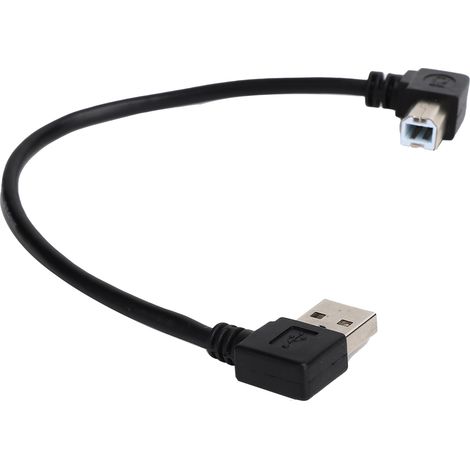 Câble d'impression et de numérisation 20cm, USB-A mâle coudé vers USB-B mâle coudé, noir (1/5)