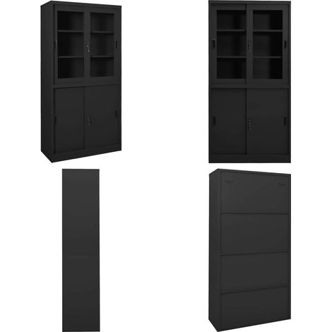 Armoire de bureau et porte coulissante Anthracite 90x40x180 cm - Armoire De Bureau - Meuble De Rangement - Classeur - Armoire Métallique - Armoire Anthracite - Home & Living