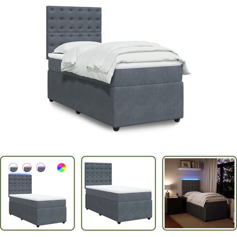 vidaXL Taschenfedernkern - Boxspringbett mit Matratze Dunkelgrau 90x200 cm Samt (1/5)