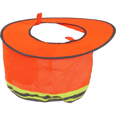 Pare-soleil pour casque de chantier, haute visibilité, été, bord intégral, maille, cou et bande réfléchissante, orange (1/5)