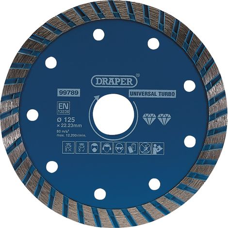 Draper Turbo Diamond Blade 125mm x 22.23mm – Heavy-Duty Cutting Tool for Masonry and Tile Applications (1/5)